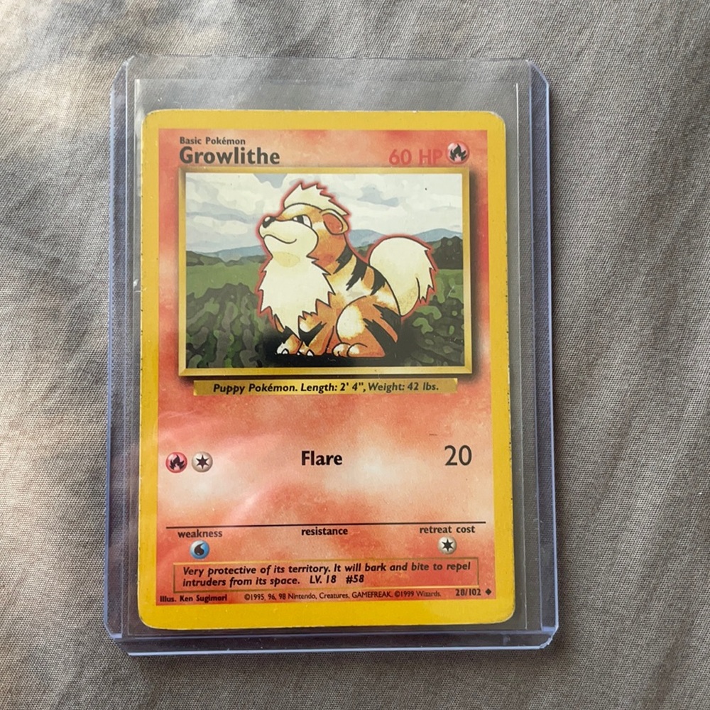 1995 GROWLITHE POKÉMON CARD